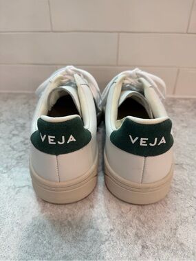 Veja White Sneakers with Green Suede Heel
